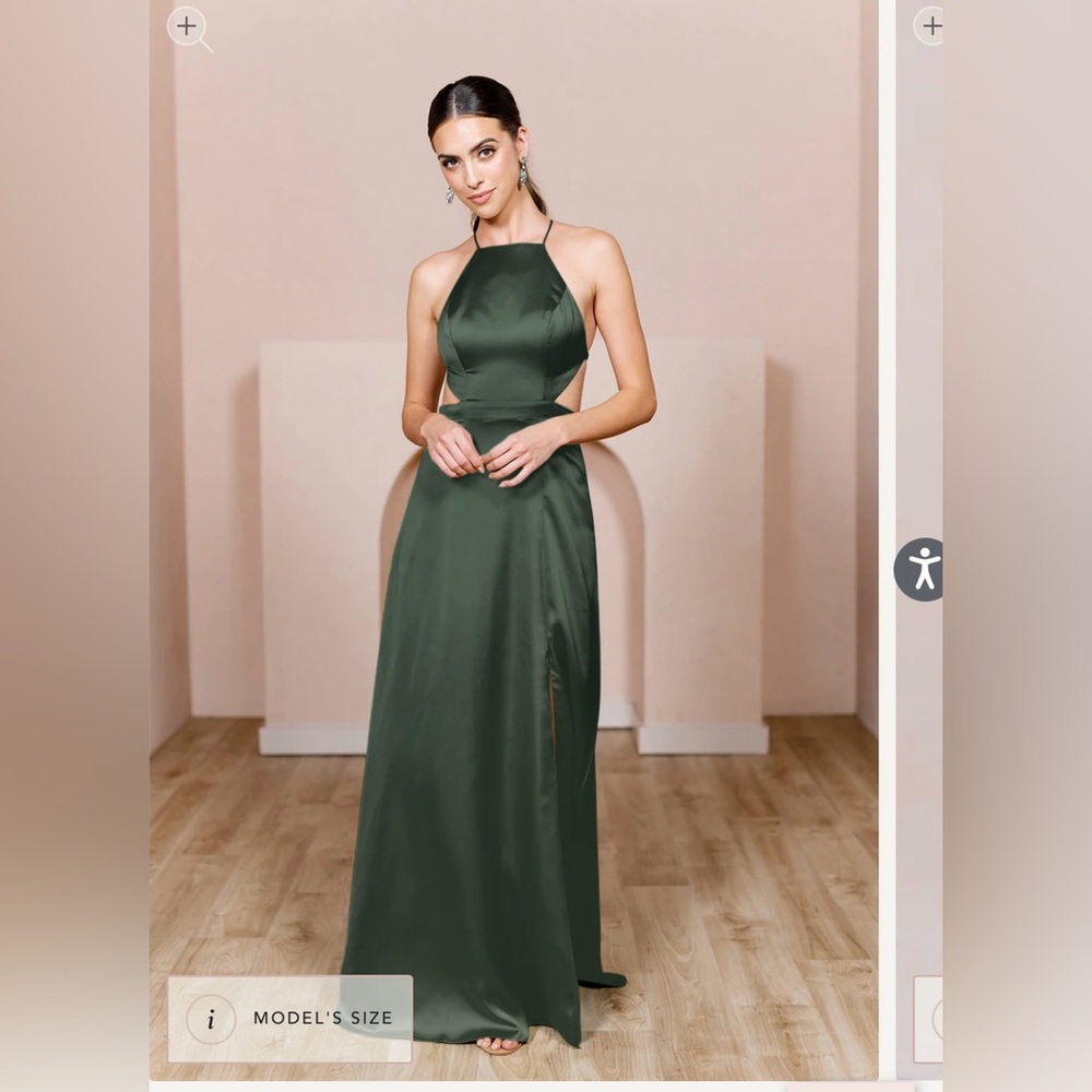 Revelry Satin Dress Deep Olive